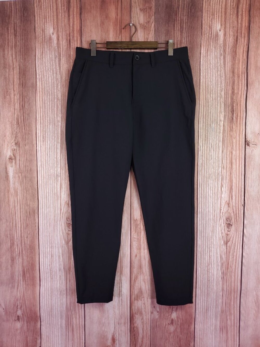 Lululemon Mens 34x30 Slim Tapered Twill Trousers Pants Black LM5AYDS